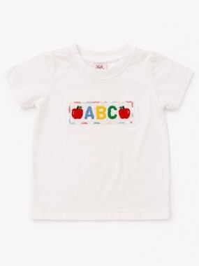White ABC Apple Smocked Tee - Kids